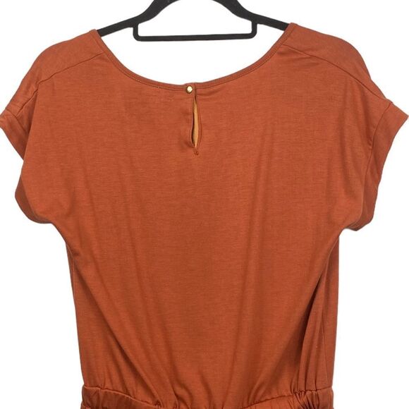 SOFT SURROUNDINGS Roslyn Wms Sz XSmall Rust Orange V Neck Elastic Waist JumpSuit - Picture 5 of 7